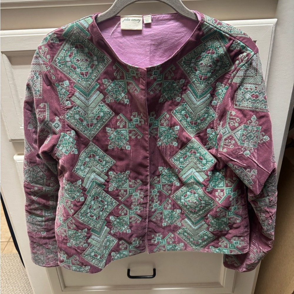 Julia Amory Purple and Green Embroidered Jacket